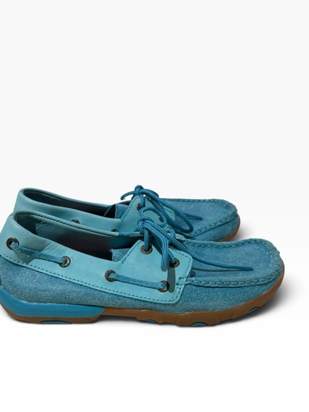 Twisted X Turquoise Distressed Leather Driving Shoe Sz 7